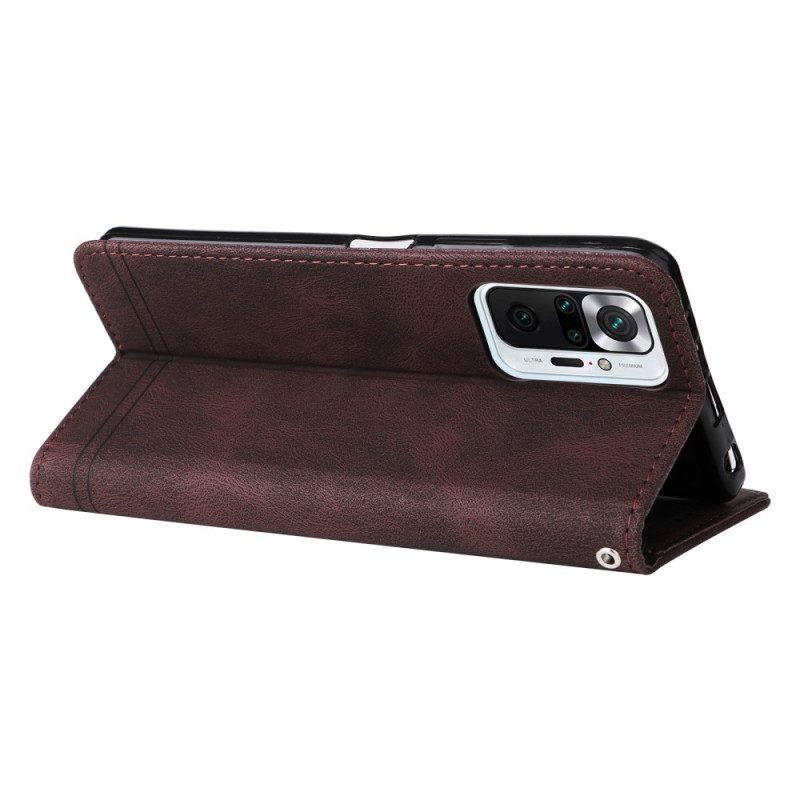 Flip Case Für Xiaomi Redmi Note 10 Pro Nieten Und Riemen Aus Kunstleder