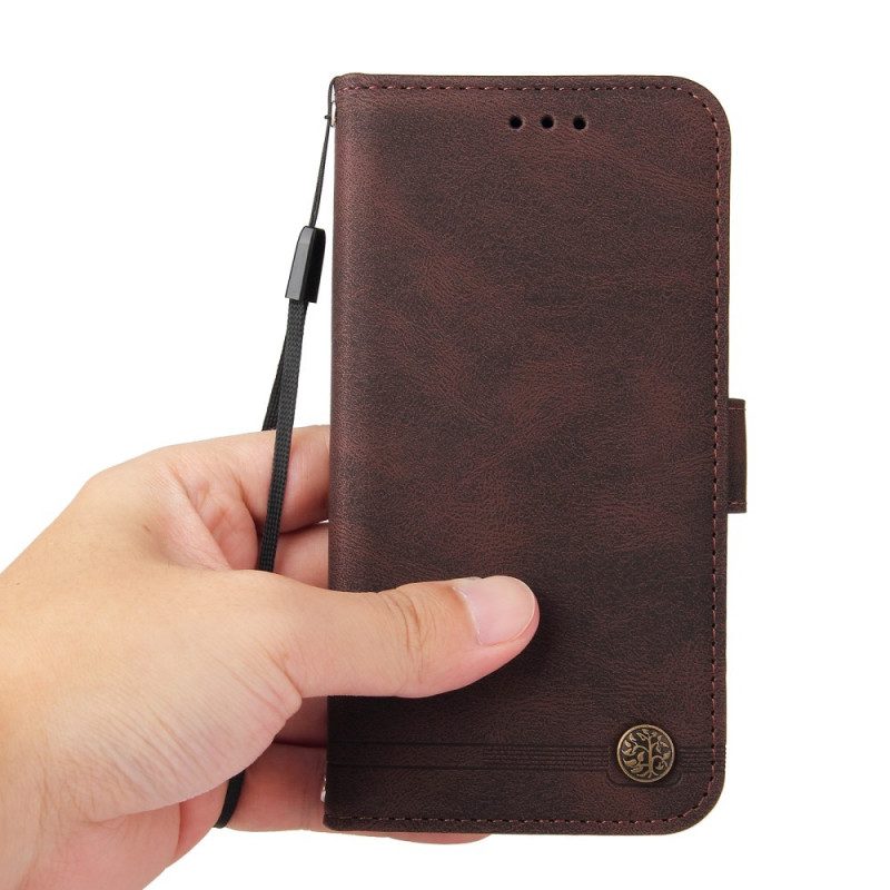 Flip Case Für Xiaomi Redmi Note 10 Pro Nieten Und Riemen Aus Kunstleder