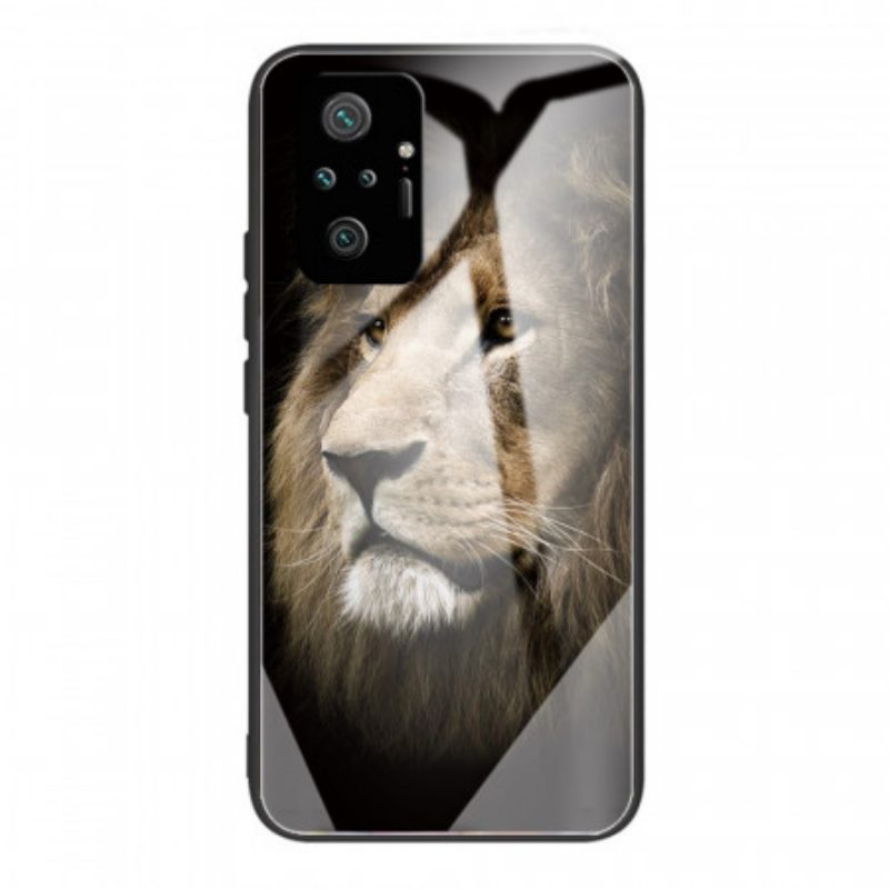 Handyhülle Für Xiaomi Redmi Note 10 Pro Löwenkopf Aus Gehärtetem Glas