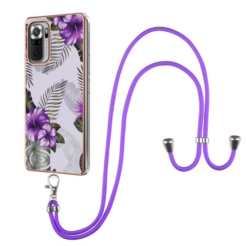 Hülle Für Xiaomi Redmi Note 10 Pro Mit Kordel Marmor-blumen-kordelzug