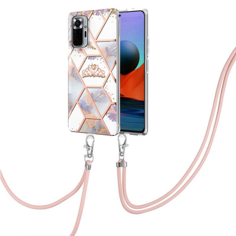 Hülle Für Xiaomi Redmi Note 10 Pro Mit Kordel Marmor-blumen-kordelzug