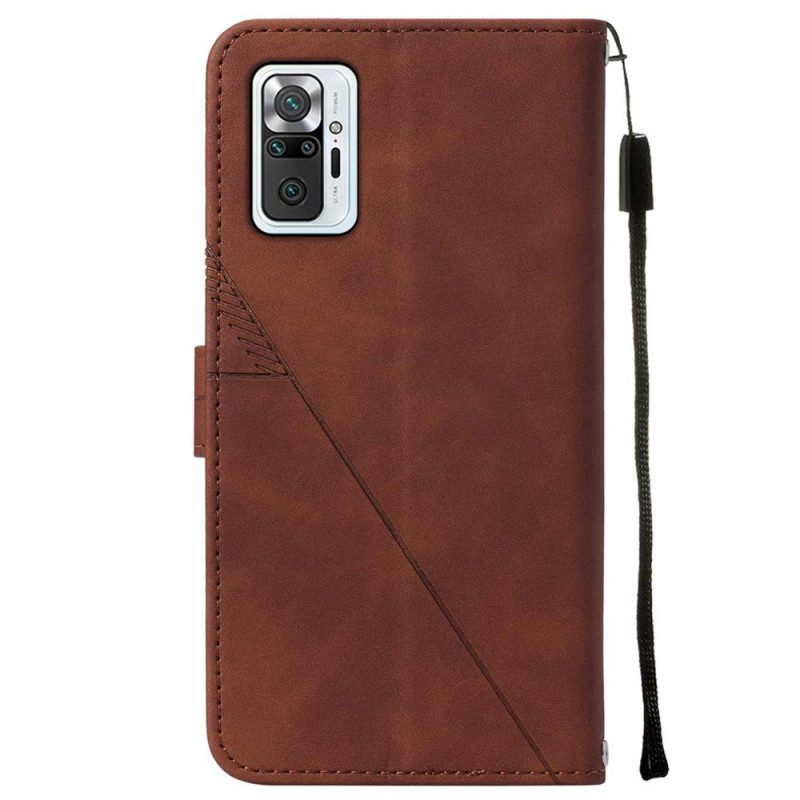 Lederhüllen Für Xiaomi Redmi Note 10 Pro Mit Kordel Geometrischer Lederstil Mit Riemchen