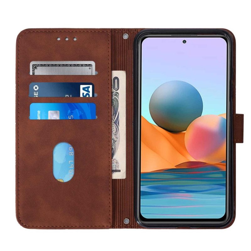 Lederhüllen Für Xiaomi Redmi Note 10 Pro Mit Kordel Geometrischer Lederstil Mit Riemchen