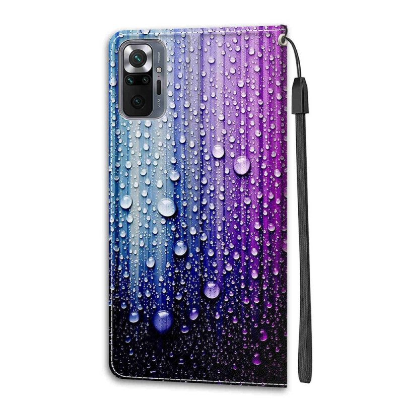 Lederhüllen Für Xiaomi Redmi Note 10 Pro Wassertropfen Mit Schlüsselband