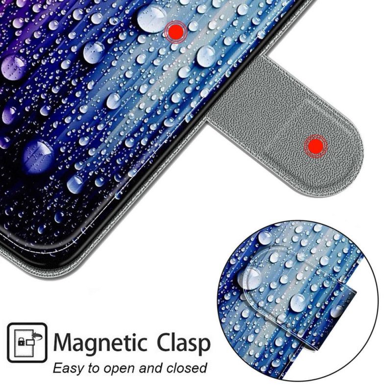 Lederhüllen Für Xiaomi Redmi Note 10 Pro Wassertropfen Mit Schlüsselband