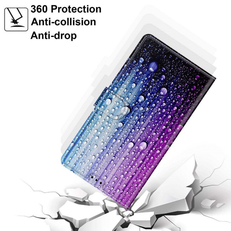 Lederhüllen Für Xiaomi Redmi Note 10 Pro Wassertropfen Mit Schlüsselband