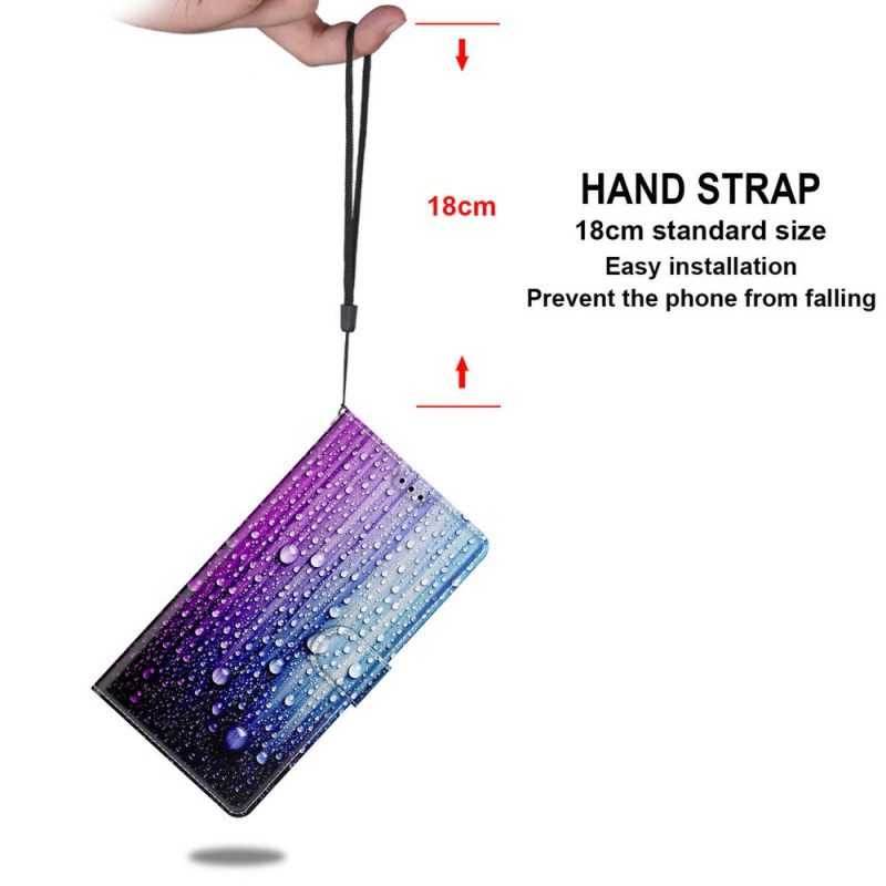 Lederhüllen Für Xiaomi Redmi Note 10 Pro Wassertropfen Mit Schlüsselband
