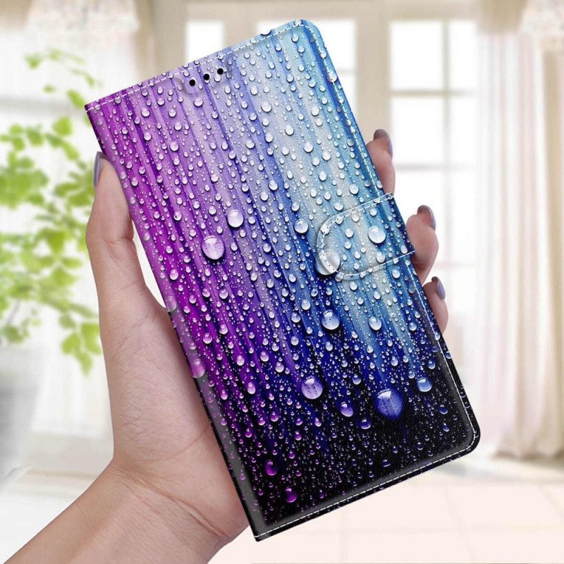 Lederhüllen Für Xiaomi Redmi Note 10 Pro Wassertropfen Mit Schlüsselband