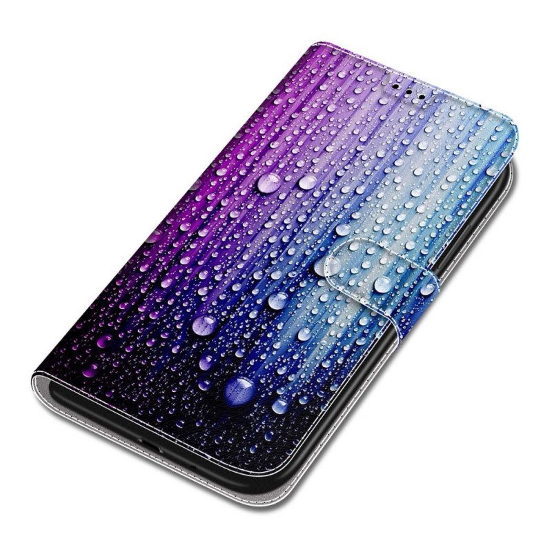 Lederhüllen Für Xiaomi Redmi Note 10 Pro Wassertropfen Mit Schlüsselband