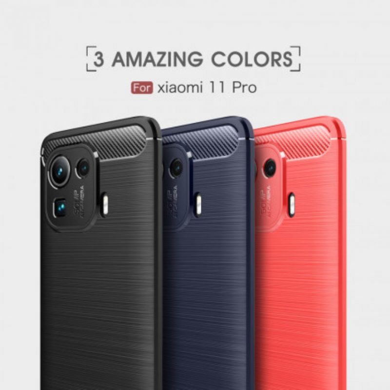 Handyhülle Für Xiaomi Mi 11 Pro Gebürstete Kohlefaser