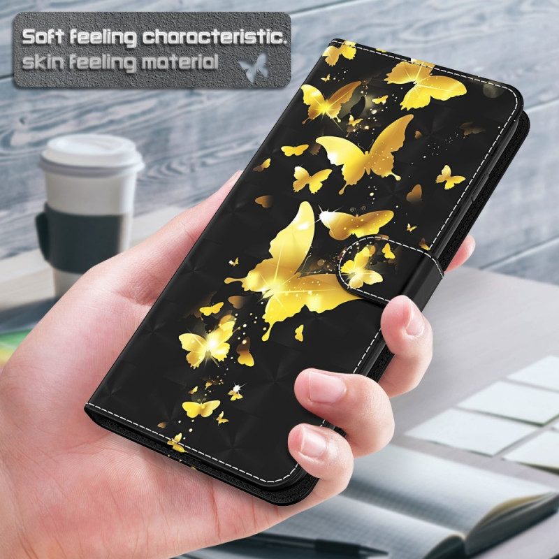 Flip Case Für OnePlus 10 Pro 5G Mit Kordel Tanga-schmetterlinge