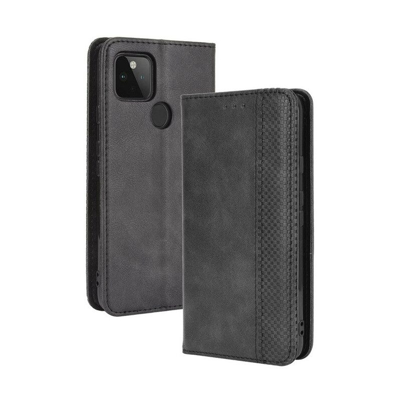 Schutzhülle Für Google Pixel 4A 5G Flip Case 5g Stilisierter Vintage-ledereffekt
