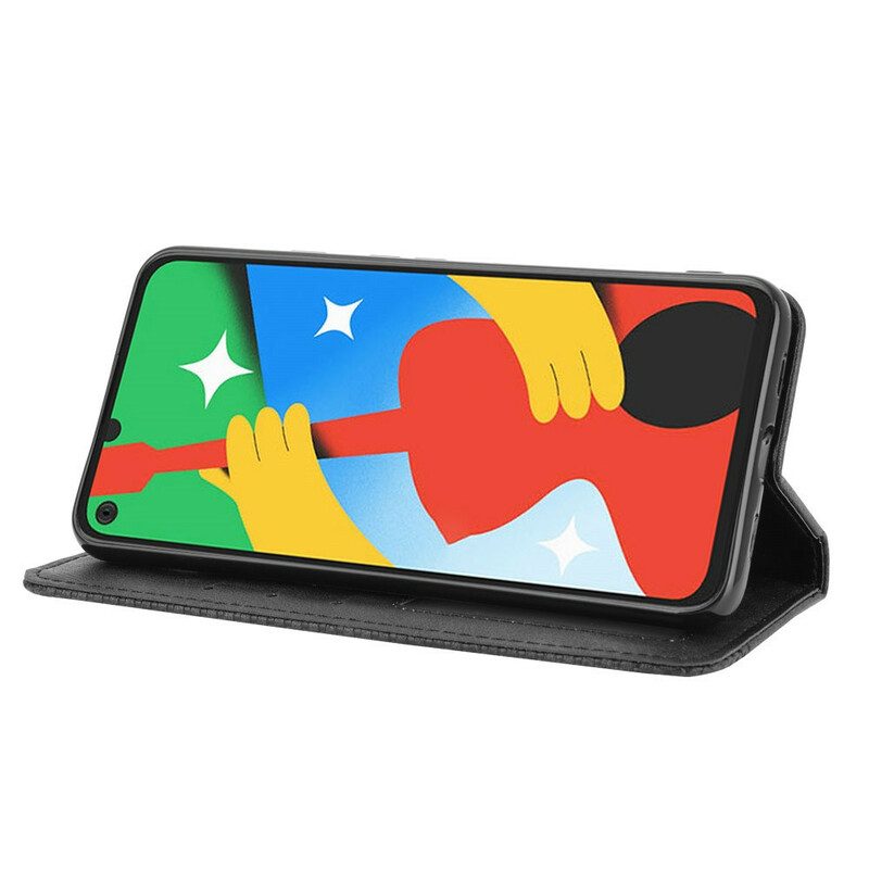 Schutzhülle Für Google Pixel 4A 5G Flip Case 5g Stilisierter Vintage-ledereffekt
