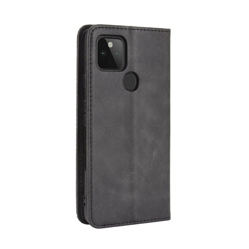 Schutzhülle Für Google Pixel 4A 5G Flip Case 5g Stilisierter Vintage-ledereffekt