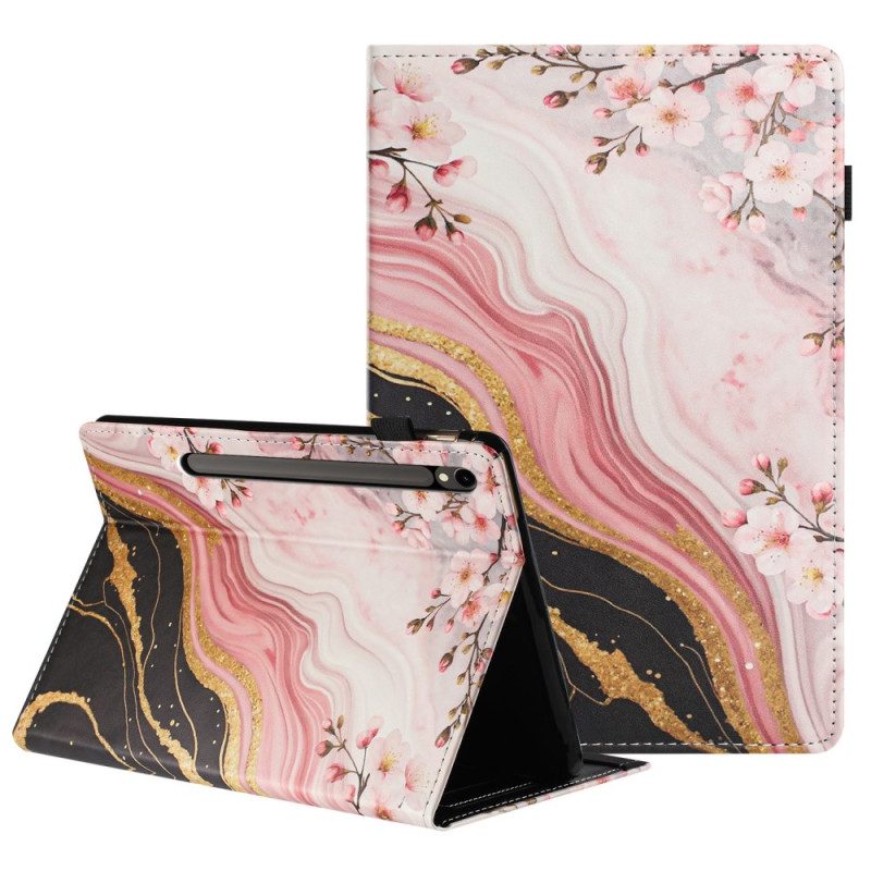 Case Für Samsung Galaxy Tab S10 Fe Blumen-design Aus Marmor