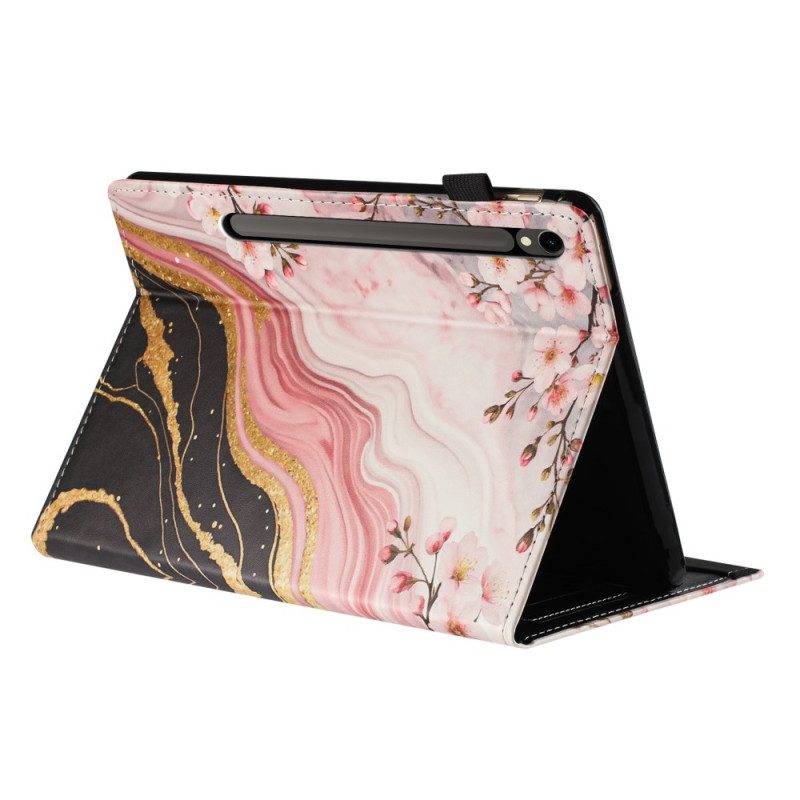 Case Für Samsung Galaxy Tab S10 Fe Blumen-design Aus Marmor