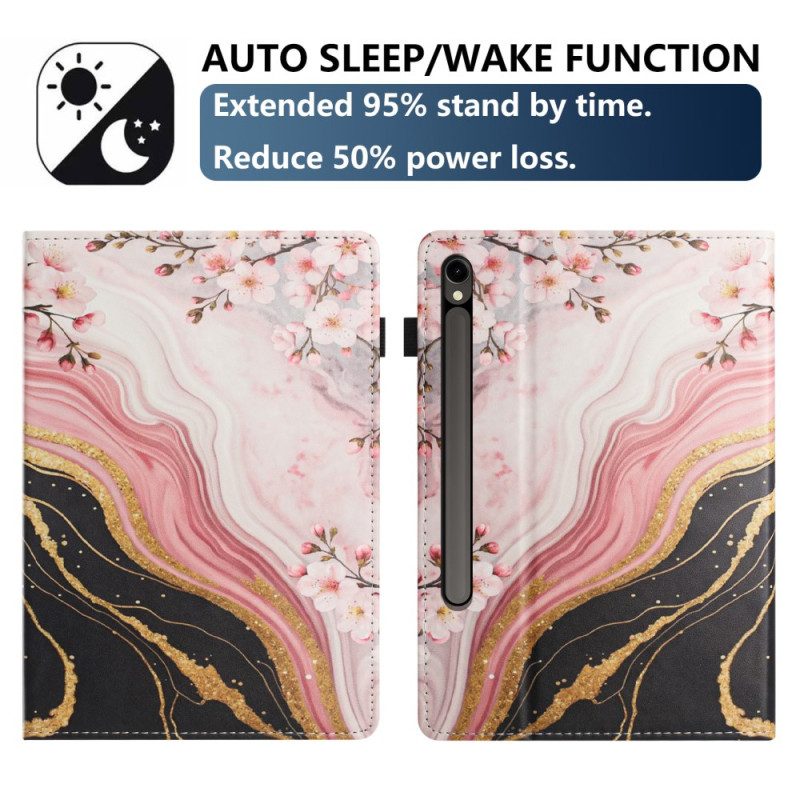 Case Für Samsung Galaxy Tab S10 Fe Blumen-design Aus Marmor