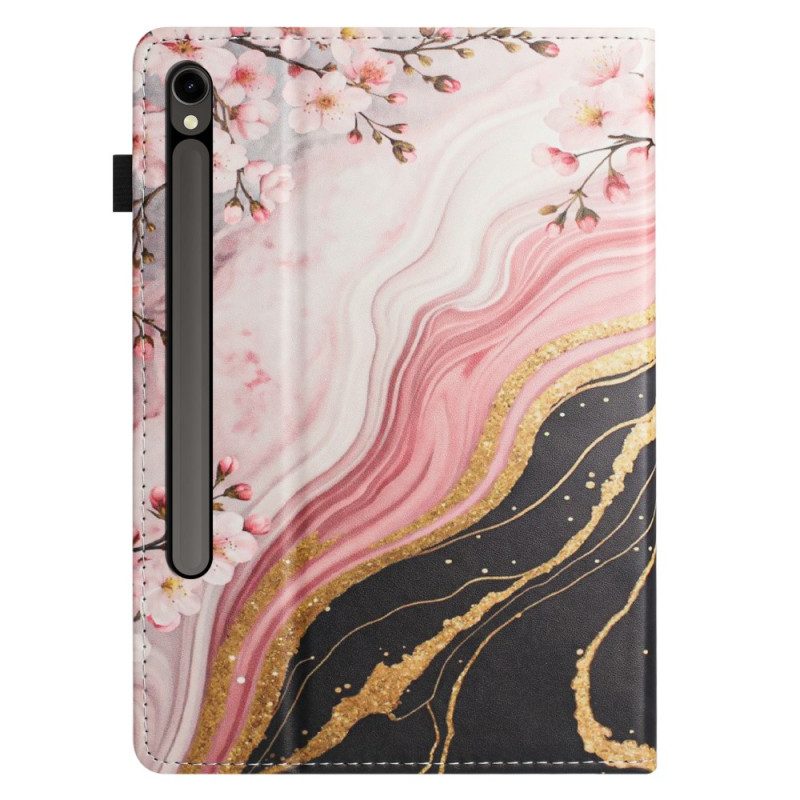 Case Für Samsung Galaxy Tab S10 Fe Blumen-design Aus Marmor