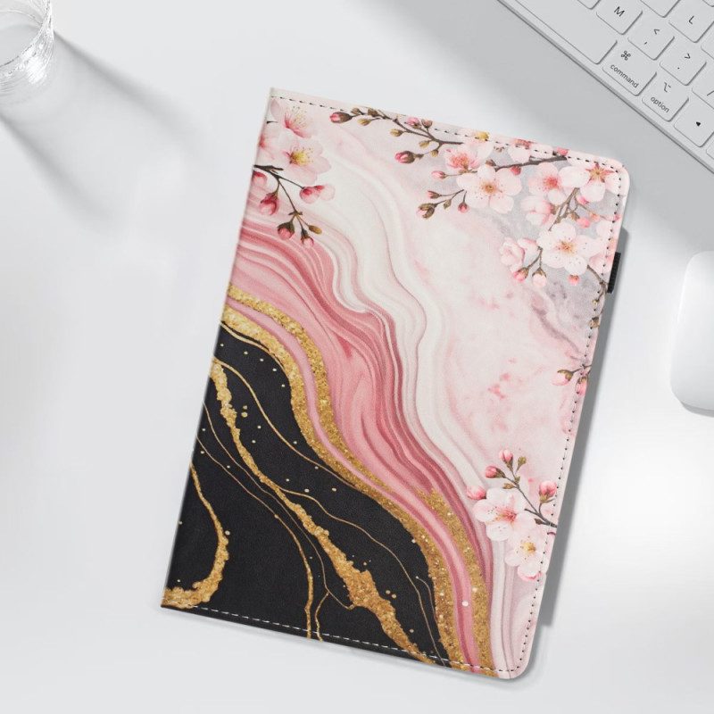 Case Für Samsung Galaxy Tab S10 Fe Blumen-design Aus Marmor