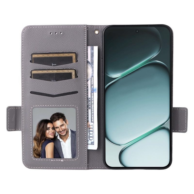 Lederhüllen Für Oneplus 15r Litschi-textur Mit Riemen