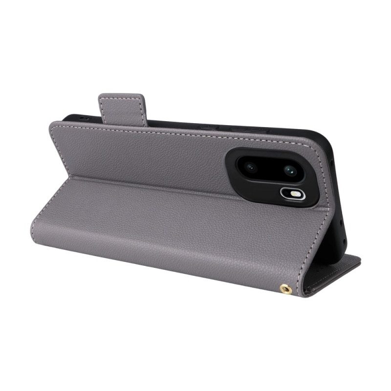 Lederhüllen Für Oneplus 15r Litschi-textur Mit Riemen