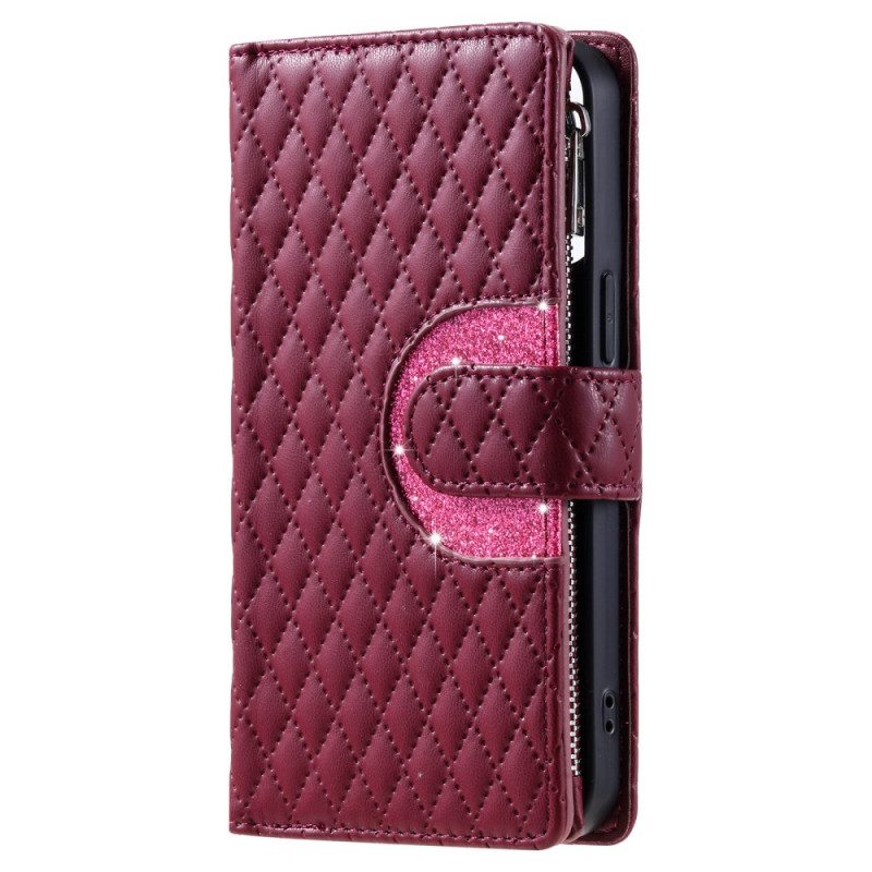 Lederhüllen Oneplus 15r Handyhülle Gesteppte Pailletten-geldbörse