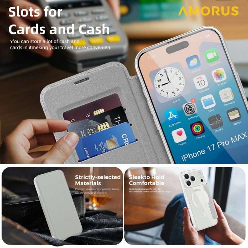 Flip Case iPhone 17 Pro Max Handyhülle Magsafe Kompatibel Mit Rfid-kartenhalter