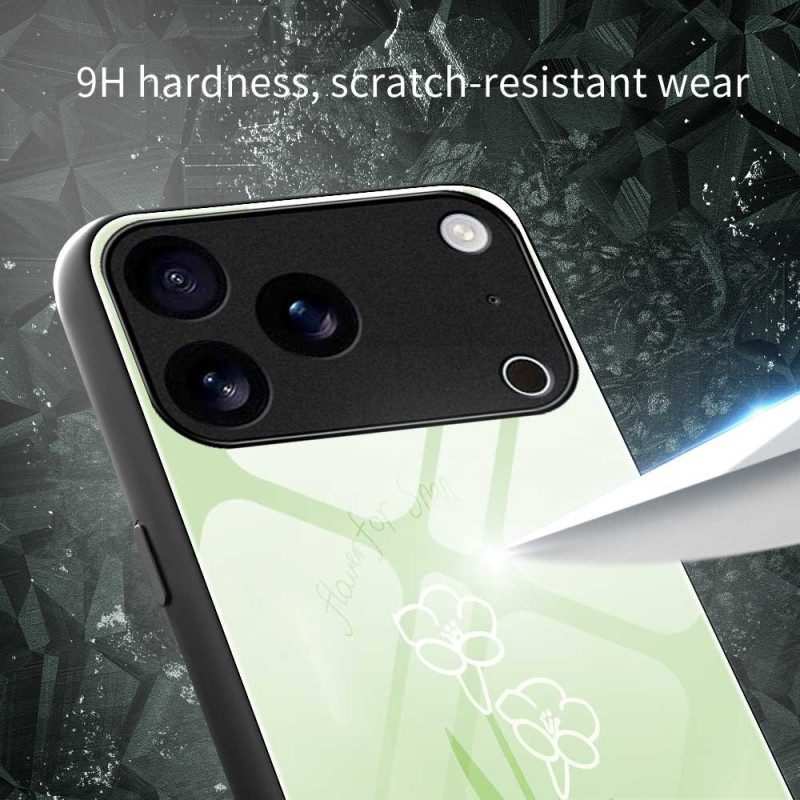 Hülle iPhone 17 Pro Max Handyhülle Blumen Aus Gehärtetem Glas