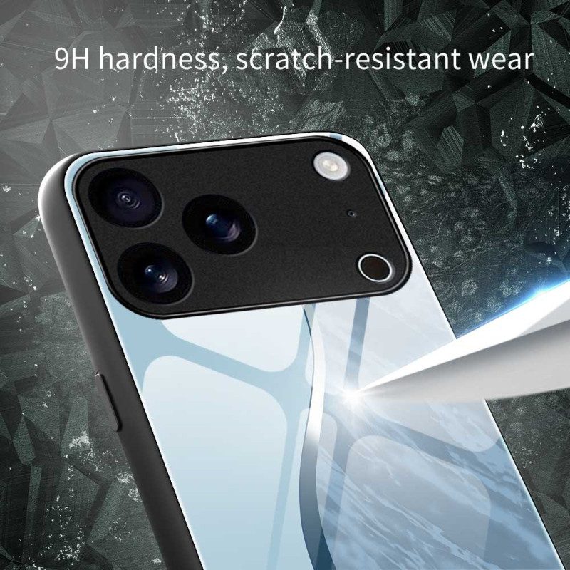 Hülle iPhone 17 Pro Max Handyhülle Hellblaues Sicherheitsglas Mit Design