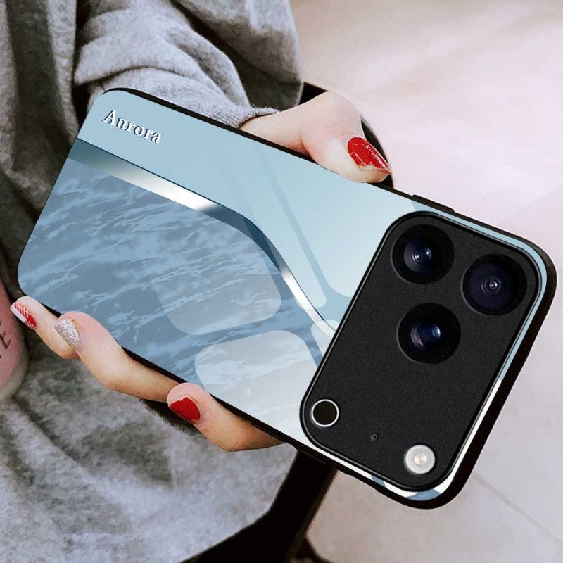 Hülle iPhone 17 Pro Max Handyhülle Hellblaues Sicherheitsglas Mit Design