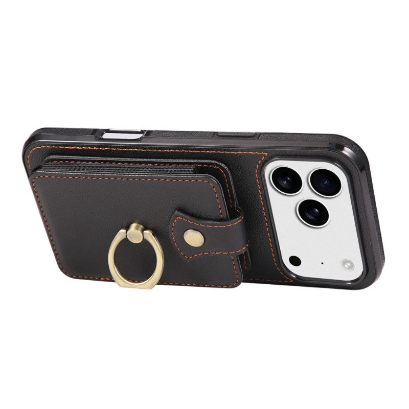 Hülle iPhone 17 Pro Max Lederoptik Mit Kartenhalter Und Handschlaufe