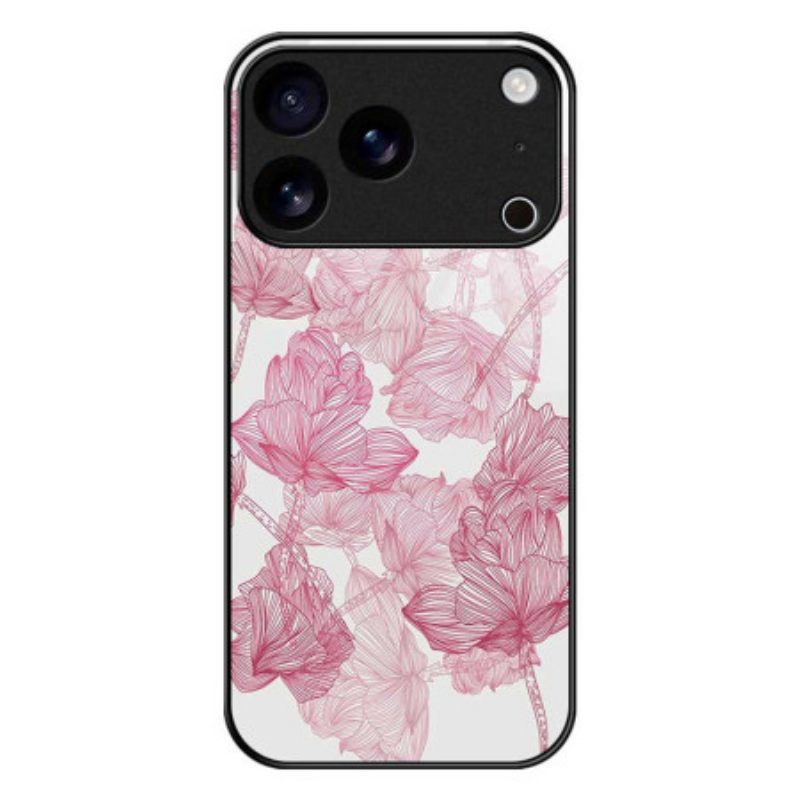 Hülle iPhone 17 Pro Max Rosa Sicherheitsglas Mit Blumenmuster