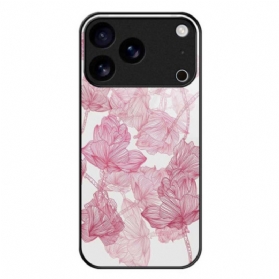 Hülle iPhone 17 Pro Max Rosa Sicherheitsglas Mit Blumenmuster