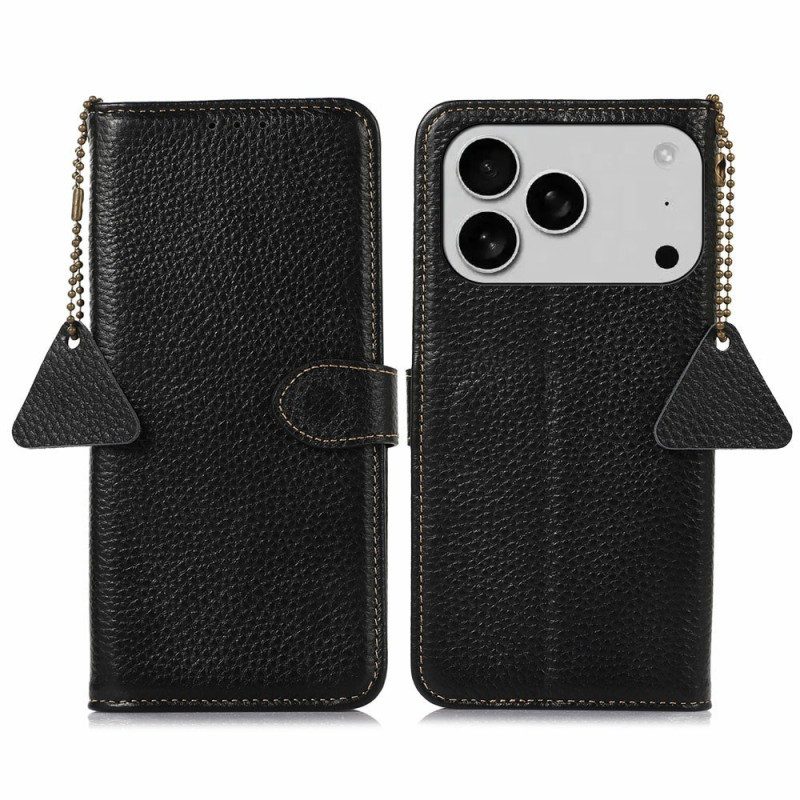 Lederhüllen Für iPhone 17 Pro Max Rfid-geschütztes Strukturiertes Litschi-leder