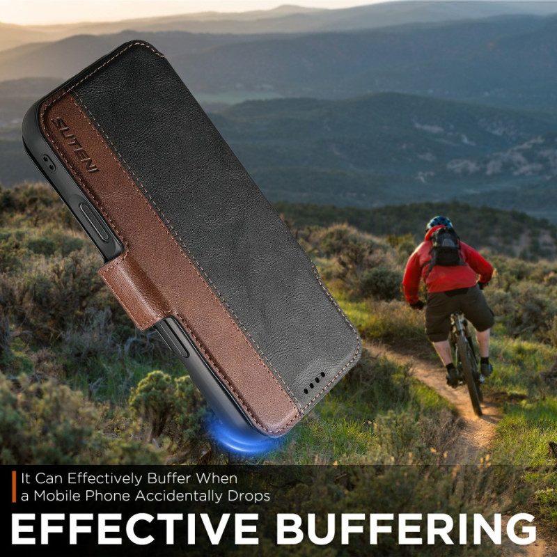 Lederhüllen iPhone 17 Pro Max Abnehmbare Zweifarbige Magsafe Hülle Suteni