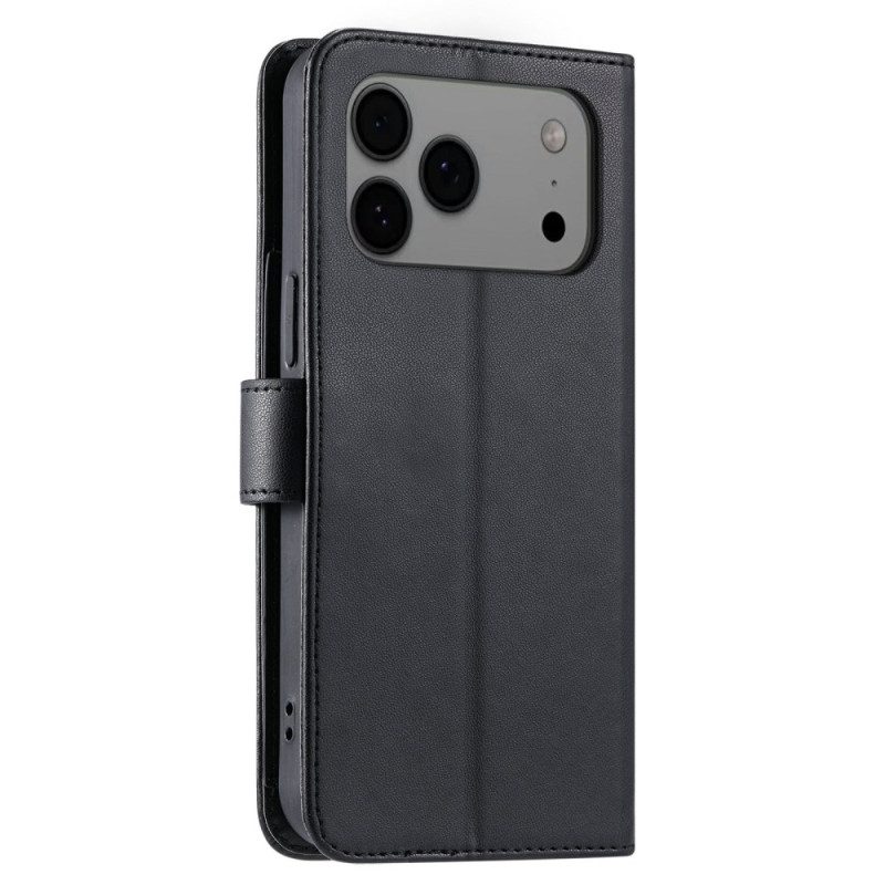 Lederhüllen iPhone 17 Pro Max Handyhülle Gesteppt Mit Kartenhalter Und Schulterriemen