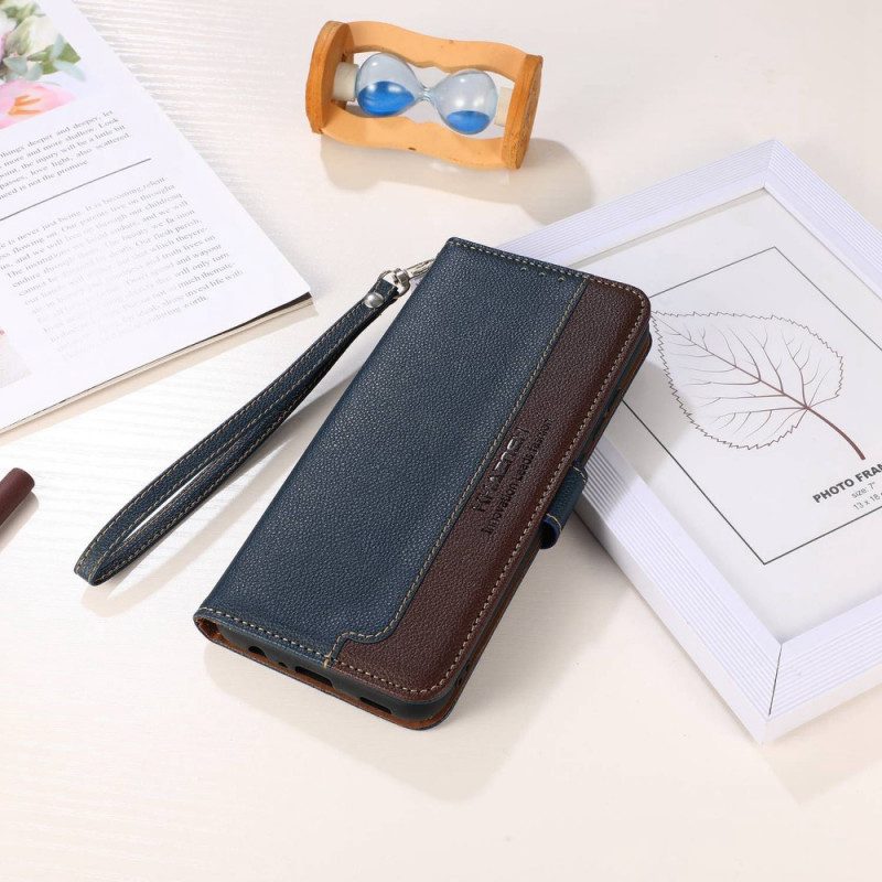 Flip Case Für Poco X4 GT Rfid-khazneh Im Litschi-stil