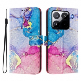 Lederhüllen Für Xiaomi 15 Pro Bunter Marmor