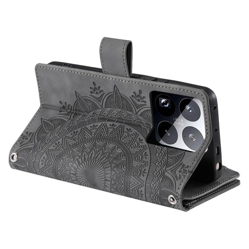 Lederhüllen Für Xiaomi 15 Pro Geldbörse Mit Mandala-wildleder-effekt
