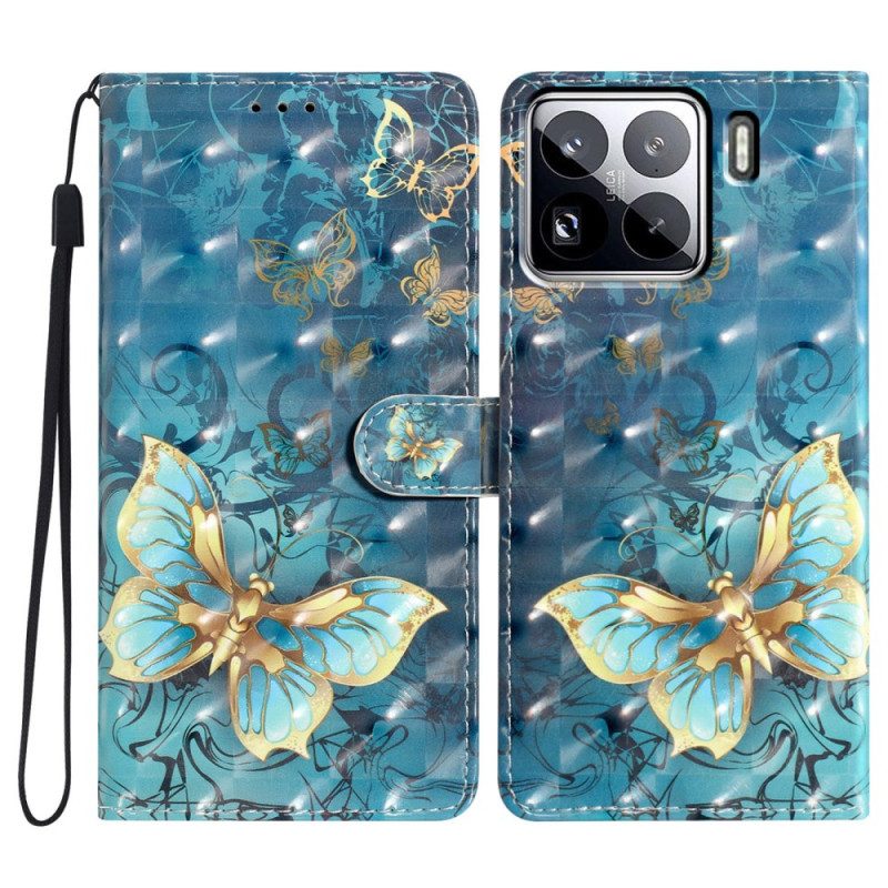 Lederhüllen Xiaomi 15 Pro 3d-schmetterlinge