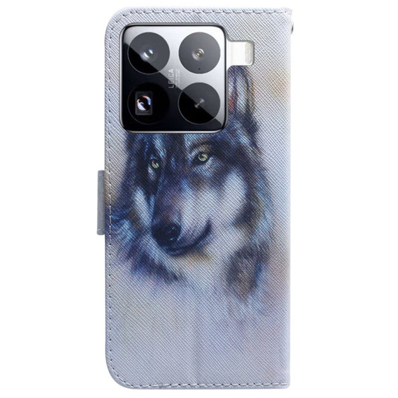 Lederhüllen Xiaomi 15 Pro Aquarell-wolf