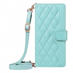 Lederhüllen Xiaomi 15 Pro Gesteppt Mit Tragegurt Und Schulterriemen