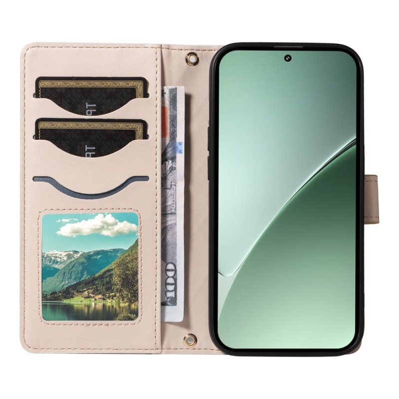 Lederhüllen Xiaomi 15 Pro Gesteppt Mit Tragegurt Und Schulterriemen