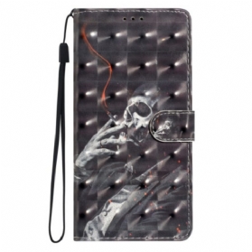 Lederhüllen Xiaomi 15 Pro Handyhülle 3d-rauchendes Skelett
