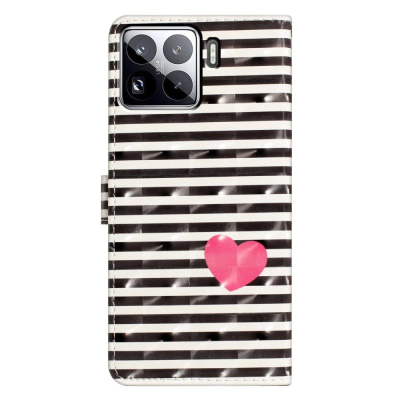 Lederhüllen Xiaomi 15 Pro Handyhülle 3d-streifen Und Herzen