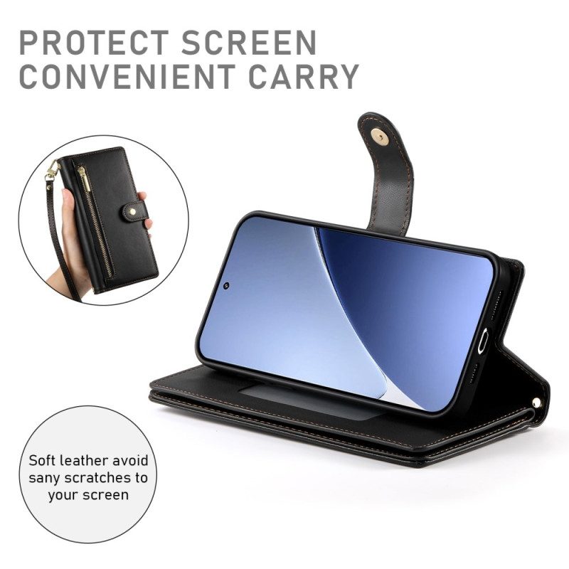 Lederhüllen Xiaomi 15 Pro Handyhülle Geldbörse Mit Tragegurt Und Schultergurt