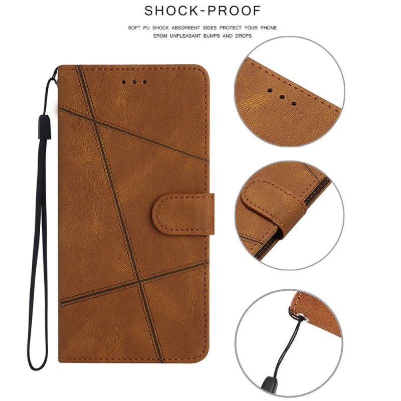 Lederhüllen Xiaomi 15 Pro Handyhülle Linien Und Streifen Mit Riemen