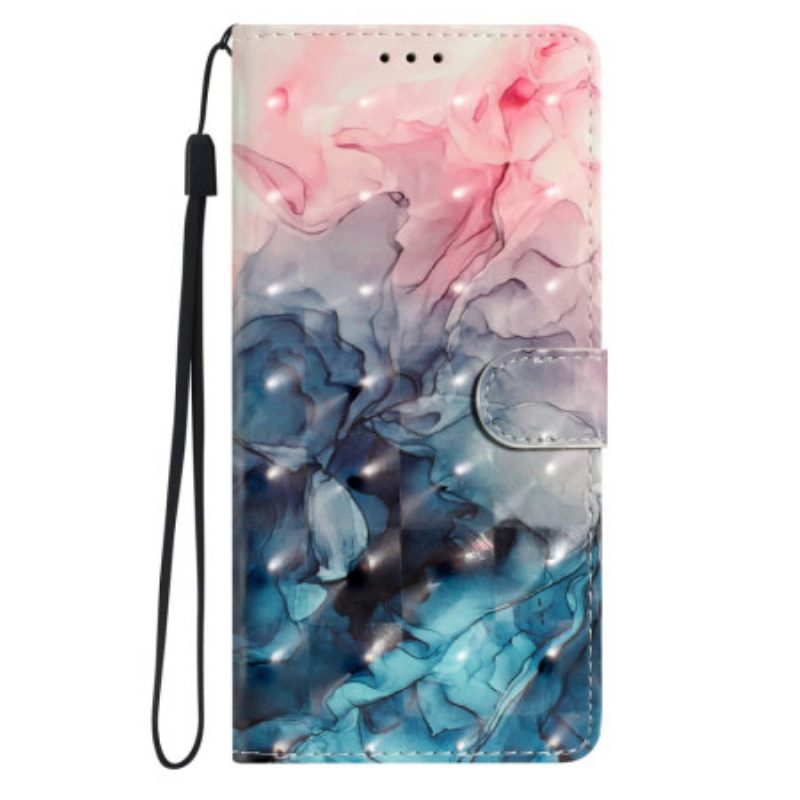 Lederhüllen Xiaomi 15 Pro Handyhülle Rosa-blauer Marmor 3d