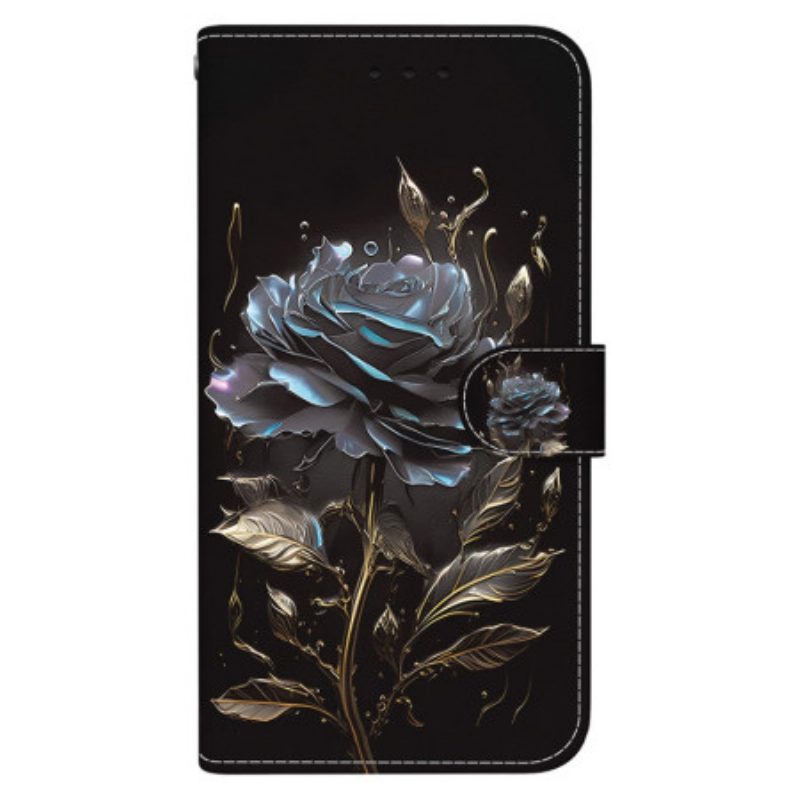 Lederhüllen Xiaomi 15 Pro Handyhülle Schwarze Rose