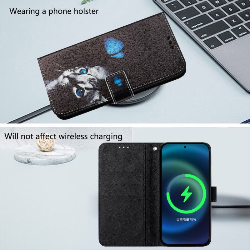 Lederhüllen Xiaomi 15 Pro Schmetterling Und Katze